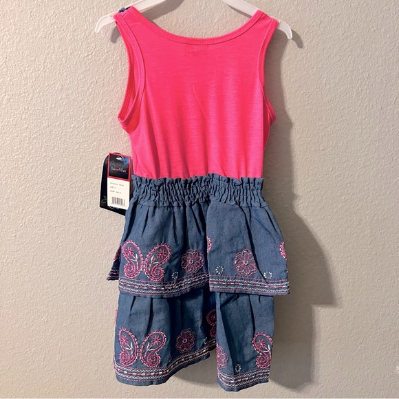 NWT Girls Cotton/Denium Embroidered Dress - Picture 2 of 7